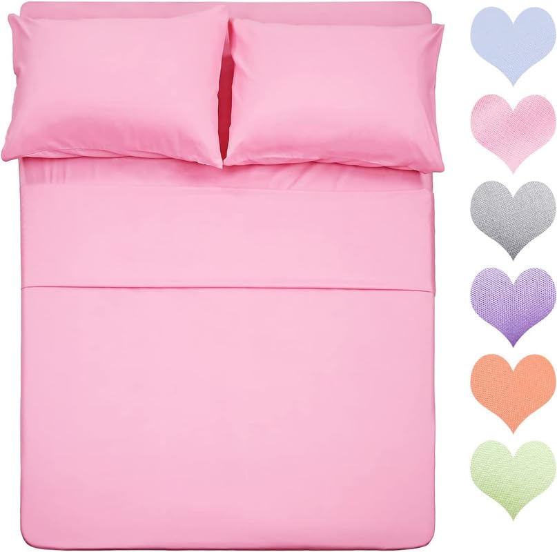 Microfiber Bedsheet With 1 Pillow Cover - Size 60 X 90 Inches, Pink | 300 Thread Count - Everyday Use Single Bedsheet