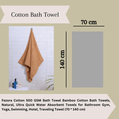 Fezora 100% Cotton Bath Towel 450 Gsm | Ultra Soft, Quick Dry, High Absorbency, Skin-Friendly Large Size Bath Towel (Light Brown)