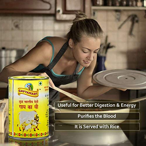 100% Pure Indian A2 Cow Ghee By Gavyamart | Rich In Healthy Fat Nutrients Desi Cow Ghee Perfect For Bones Health | 3 Litr (1 Litr * 3) 101.4 Ounce | Tin Pack