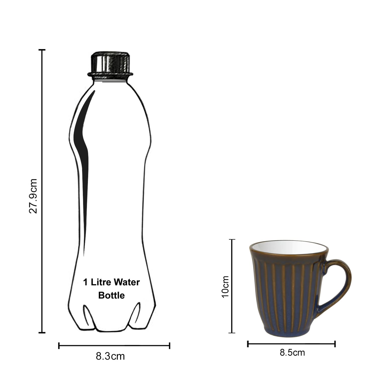 Ceramic Coffee Mugs Set Of 2 - 300ml Each, Blue & White | Milk Mugs - Chai Cups - Tea Cups & Mugs