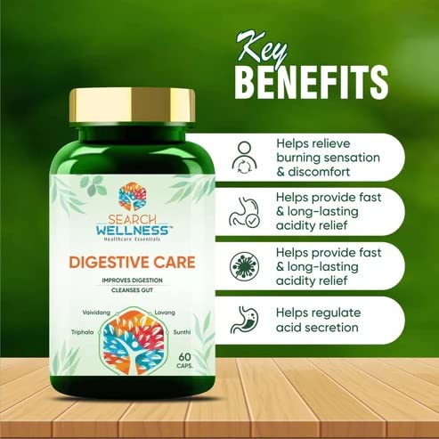 Search Wellness Digestive Care Natural & Herbal Capsules For Better Digestive Function & Healthy Gut, Healthy Digestion & Boost Immunity | 60 Capsules, 100gm 0.2lbs Each Pack Of 3