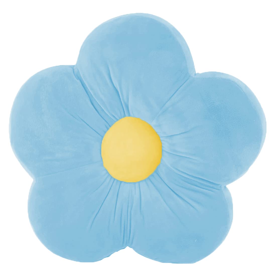 Flower Shaped Floor Cushion Pillow, Furniture Cushion, Light Blue - 16 X 16 Inch | For Kids Room & Living Room, Bed Room, Washable | Premium Super Soft Velvet Cover - Pack Of 1