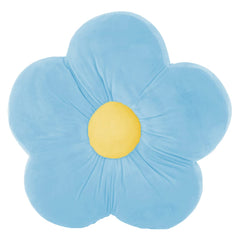 Flower Shaped Floor Cushion Pillow, Furniture Cushion, Light Blue - 16 X 16 Inch | For Kids Room & Living Room, Bed Room, Washable | Premium Super Soft Velvet Cover - Pack Of 1