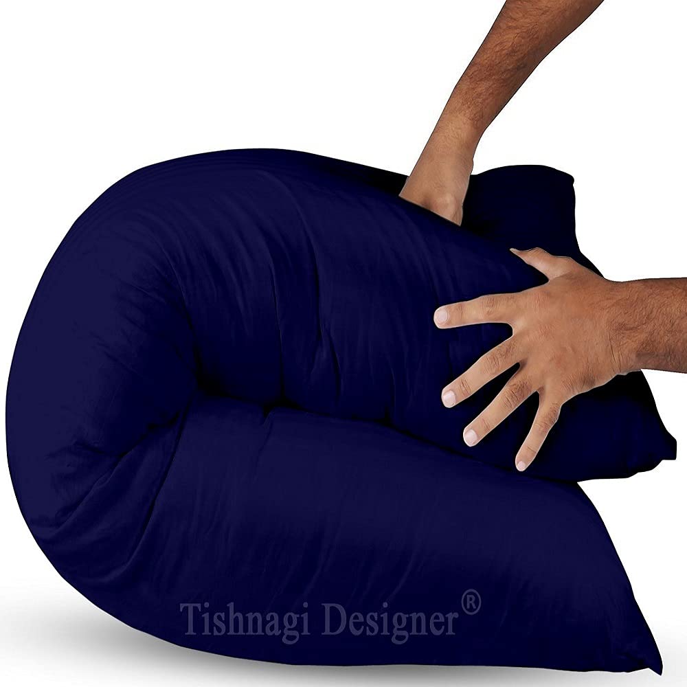 Microfiber Filling Body Pillow With Removable Soft Cotton Cover, Navy Blue - 18 X 54 Inch | Pillow For Pregnancy Leg Hips Back Support, Adjustable, Multipurpose Maternity Pillow - Pack Of 1
