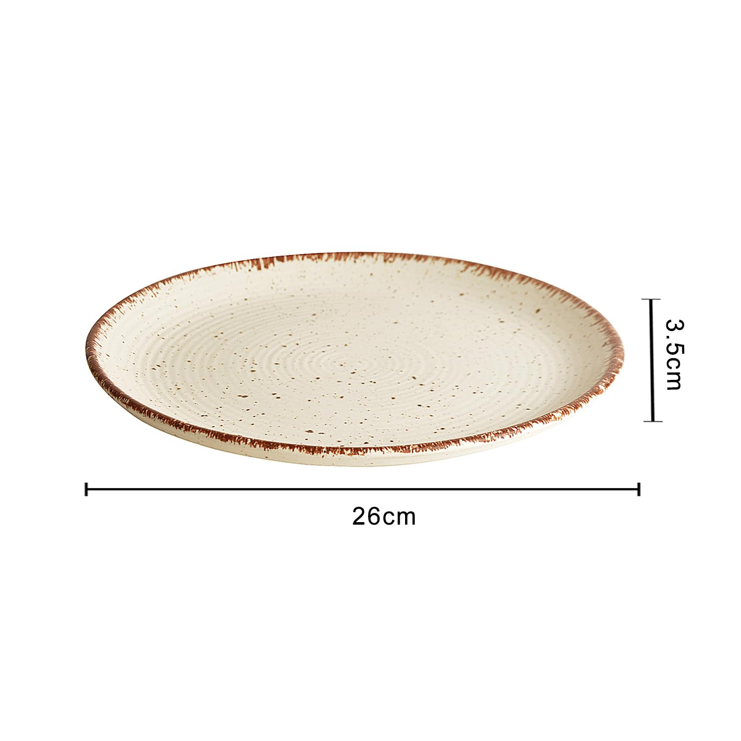 Hand Glazed Ceramic Dinner Serving Plates Set Of 4 - 10 Inches, Off White & Brown | Full Plates - Ceramic Platter