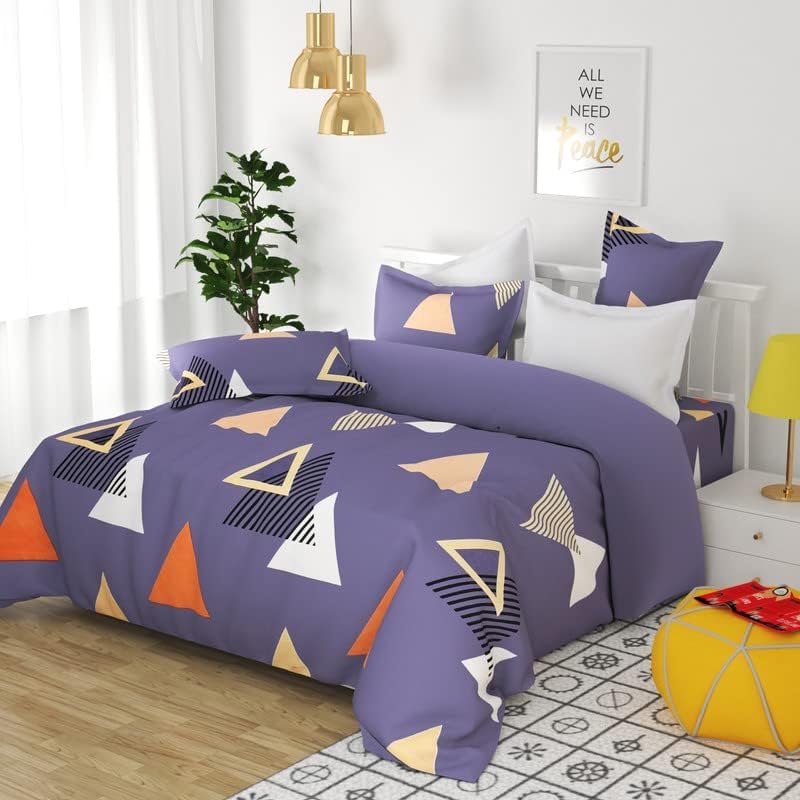 Printed Double Bedsheet With 2 Matching Pillow Covers - 86 X 88 Inches, Grey | Soft Brushed - Breathable & Wrinkle Free | Natural Fiber, Pure Cotton Bedsheet