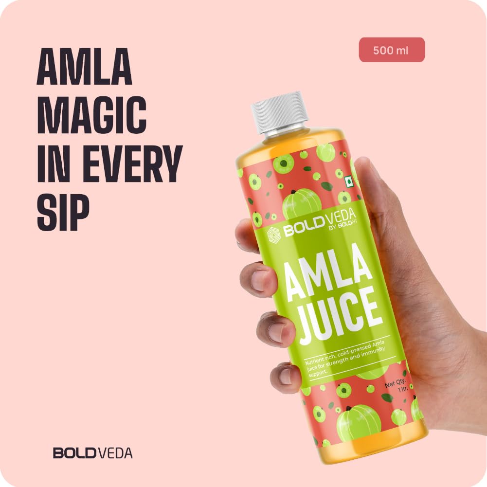 Boldfit Amla Juice Rich Source Of Vitamin C & Antioxidants Supports Healthy Hair & Skin Amla Detox Juice Helps With Metabolism | 1 Litre 2.2lbs Each Pack Of 2