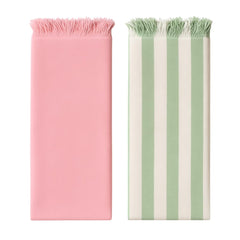 Ehlor Premium Bamboo Towel | Ultra-Light & Quick Dry | Antibacterial & Odor-Free | Eco-Friendly Bath Towel For Travel, Gym & Daily Use | Pink & Green Stripes (Pack Of 2)