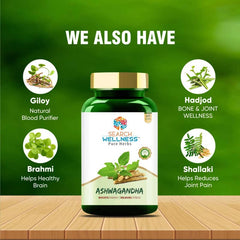 Search Wellness Ashwagandha For Stress Relief Anti - Inflammation Ayurvedic Medicines Enhances Energy Levels, Immunity Booster For Adults | 60 Capsules 100gm 0.2lbs