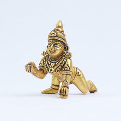 Laddu Gopal Brass Idol, Bal Gopal Ji, Kanha Ji Murti, Gold, Brass, Small Size - 2 Inch, Occasion, Handmade, Home Décor, God Statue