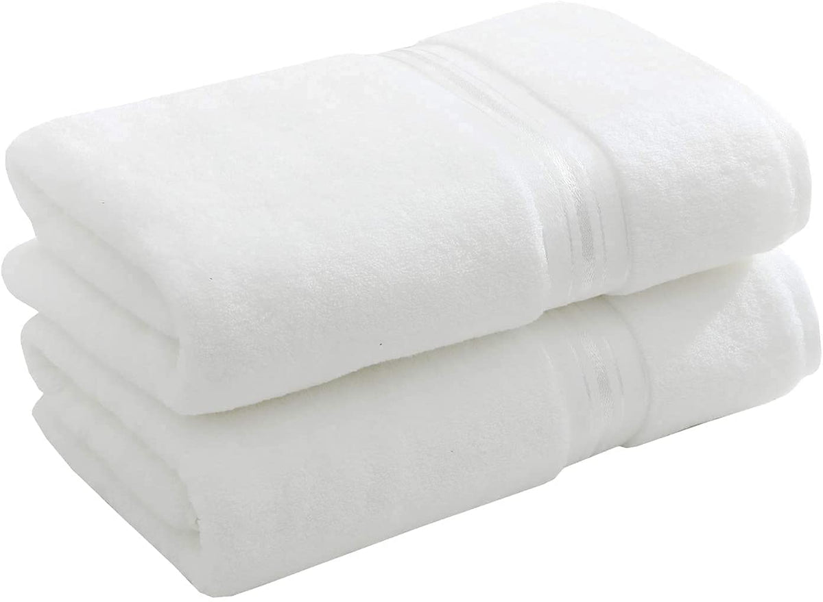 Tiqh 100% Egyptian Cotton Bath Towels 1200 Gsm | Heavy Weight & Absorbent-Top Luxury Bath Towels (White)- 2 Piece