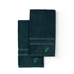 Feather & Spun Bamboo Lavender Fragrance Cotton Hand Towel 400 Gsm | Anti Microbial Fade Resistant Double Needle Stitch Hand Towel (Jade Forest) - Pack Of 2