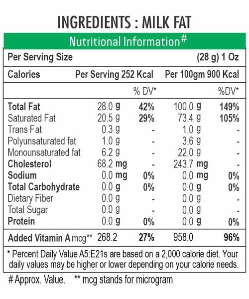 100% Natural Desi Ghee By Gavyratan | High In Protein Fiber Healthy Desi Ghee Good For Weight Management | (1 Litr) 33.8 Ounce | Box Pack