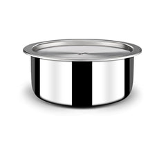 Triply Silver Stainless Steel Tope With Lid - 2.9 Liters, 20 Cm | Induction Base Triply Patila