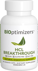 Bioptimizers Hcl Breakthrough - Betaine Hydrochloride Enzymes Supplement - Assists With Protein Breakdown & Absorption - Helps Gas And Heartburn Relief | 90 Veg Capsules, 150gm 0.3lbs