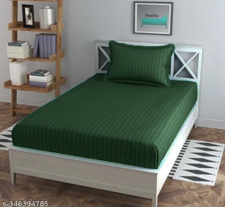 Bedsheet Single Bed With 1 Pillow Cover - 60 X 90 Inches, Dark Green | Ideal For Home, Hotel, Guest House | Soft, Elegant Microfiber For Ultimate Comfort