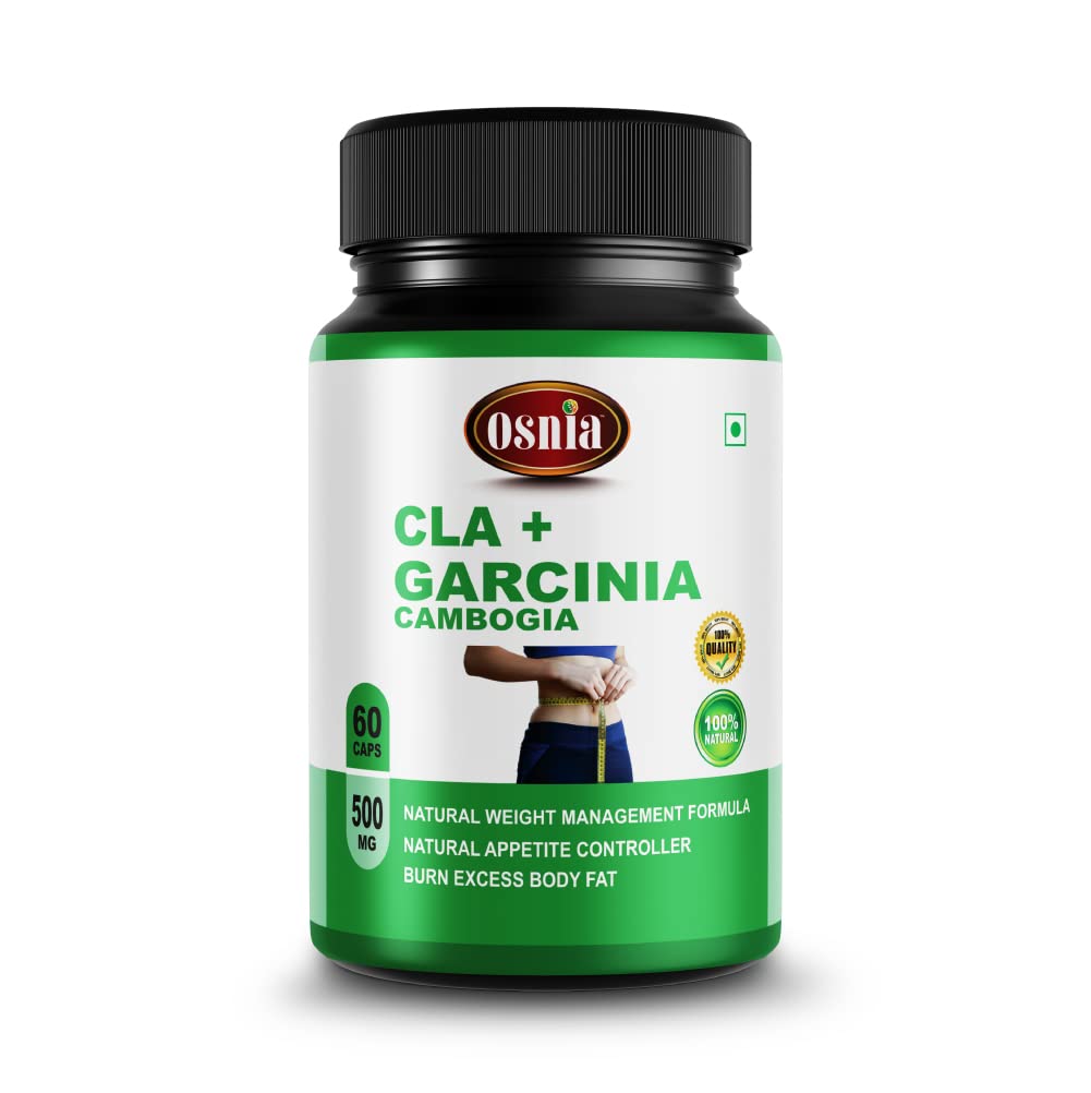Osnia Cla + Garcinia Cambogia Extract 500mg Supplement, Support Digestion, Boost Energy, Develop Lean Muscle & Reduce Waist | 60 Capsules 100gm 0.2lbs