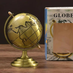 Retro Style Antique Finish Metal Globe Table Decorative Showpiece For Study Table Home & Office 11.5 Cm, For Kids & Students Learning, Pack Of 1