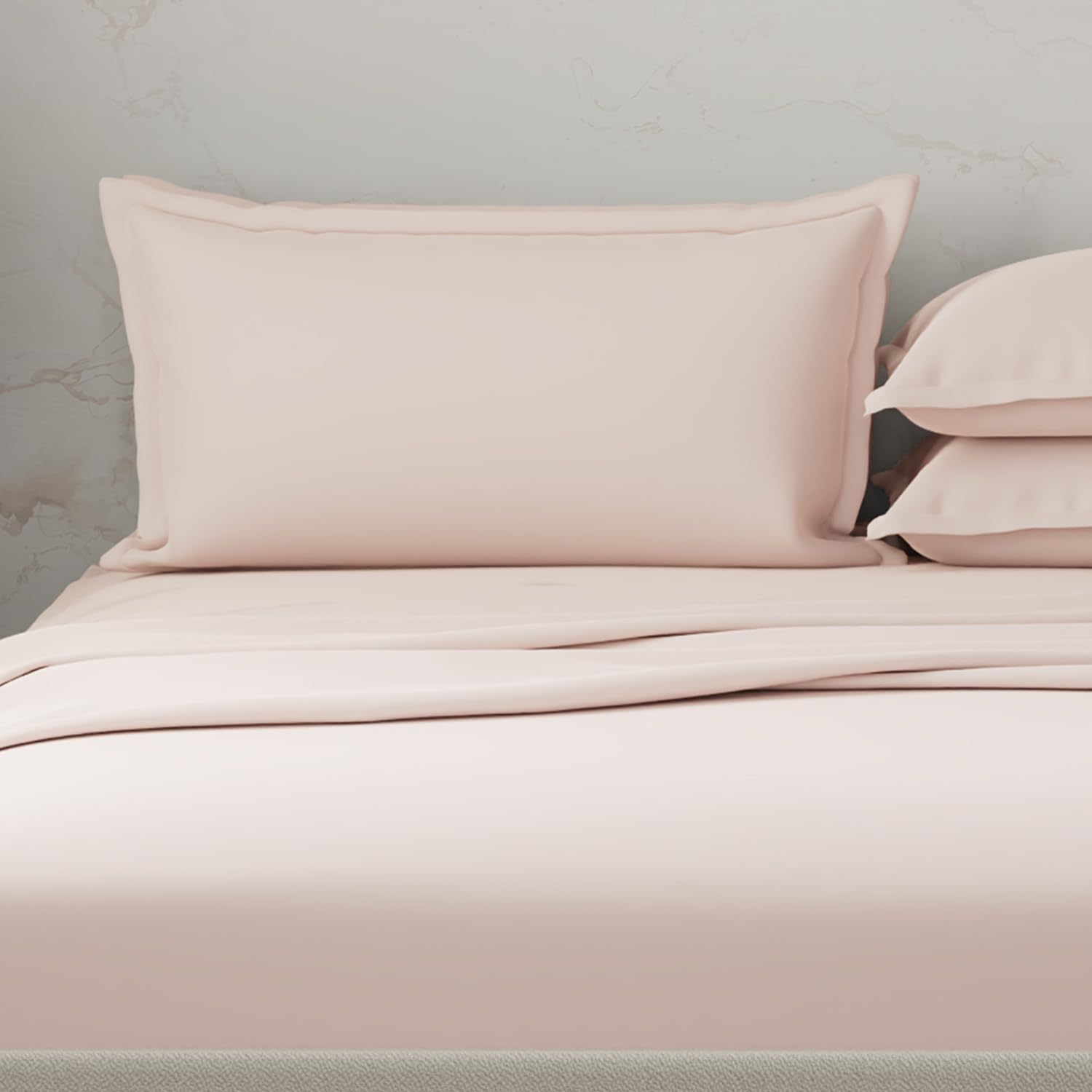 100% Cotton Plain Bedsheet Set With 4 Pillow Covers - 108 X 108 Inches, Pink | 300 Thread Count - Gift For Weddings Or Anniversary King Size Bedsheet
