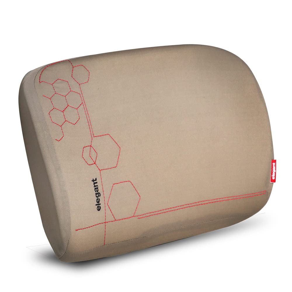 Memory Foam Pillow, Cushion For Car, Office, Chairs, Lumbar Support, Zig Beige | Removable Covering For Easy Washing, Reading Use | Back Support Pillow, Soft Pillow - Pack Of 1