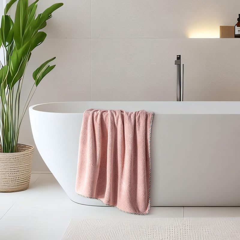 Spread Spain Microfiber Bath Towel 360 Gsm | Bath Towel For Men & Women Extra Soft Plush & High Absorbent | Set of 2 (Rose)