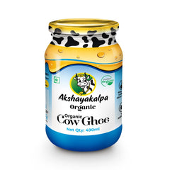 Organic Desi Cow Ghee By Akshayakalpa Organic | Rich In Vitamins A, D & K Healthy Desi Ghee Good For Improves Eyesight | (490ml) 16.5 Ounce | Jar Pack