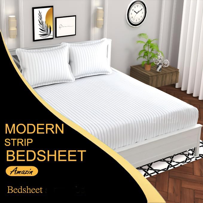 Cotton Double Bedsheet With 2 Pillow Cover - 90 X 90 Inches, White | Suitable For All Seasons & Easy To Wash | Bedding Set For Daily Use