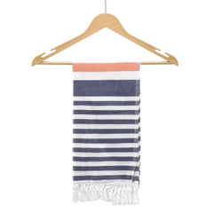 Suam Suntails Luxury Pure Cotton Towels 400 Gsm | Absorbent, Quick Dry Super Soft | Ideal For Bath, Beach, Swimming And Travel | Standard Size (Dark Blue & Orange), 250 Tc