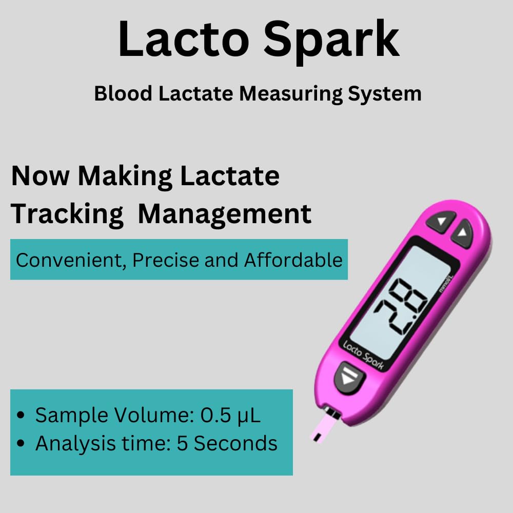 B-Arm Lacto Spark Lactate Testing Kit | Digital Blood Lactate Meter With 25 Strips & 25 Lancets | Accurate Metabolic Testing Kit For Athletes, Coaches & Healthcare Professionals