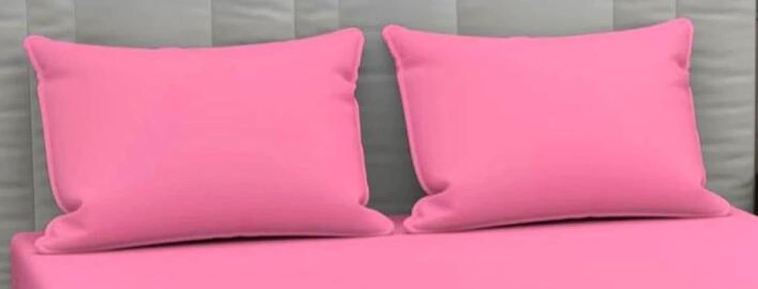 Plain Double Bedsheet For Queen Size With 2 Matching Pillow Covers For Home - 90 X 100 Inches, Pink | Smooth Finish, Soft Touch & Breathable Comfort For Everyday Use