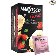 Manforce Cocktail Strawberry & Vanilla Flavoured 20 Count (Pack Of 2)| Double Fun With Flavour