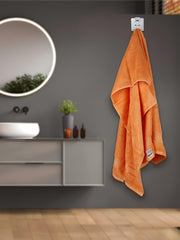 Ramraj Cotton Bamboo Terry Bath, Hand & Face Towel 850 Gsm | Quick Dry & Anti Microbial Combo Towel (Orange) - Set Of 3