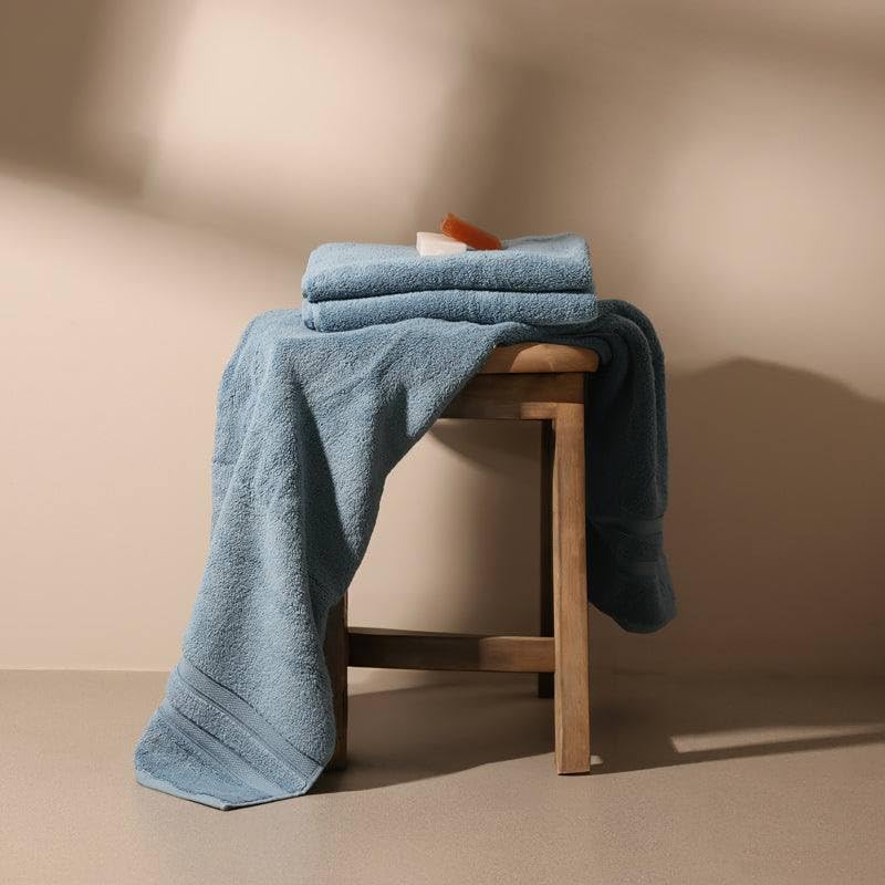 Esq Living Egyptian Large Size Cotton Bath Towel 600 Gsm | Soft & Skin Friendly Towels For Bath, Travel, Gym, Beach Pool & Yoga (Blue)