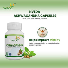 Nveda Ashwagandha Tablet, Anxiety & Stress, Ashwagandha For Men & Women, Boosts Vitality, Improves Strength & Energy, Anxiety & Stress Free | 60 Capsules 100gm 0.2lbs