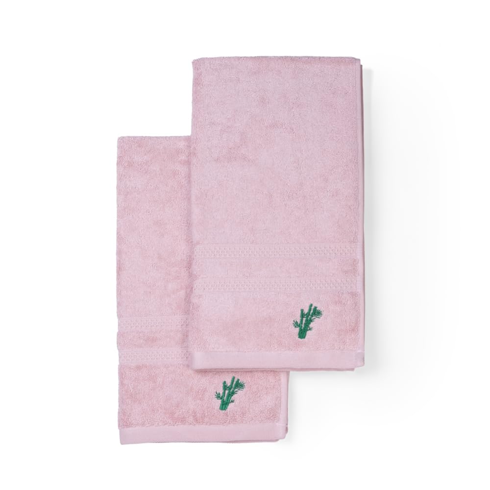 Feather & Spun Bamboo Lavender Fragrance Cotton Hand Towel 400 Gsm | Anti Microbial Fade Resistant Double Needle Stitch Hand Towel (Petal Pink) - Pack Of 2