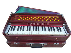 Musical Instrument Harmonium With Full Wooden Top Cover - Total 42 Keys, Double Bellows, Two Reeds (Base- Male), 3 1/2 Octaves | Instant Response Keyboard - No Lag Time