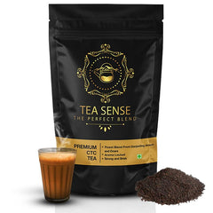 Tea Sense Premium CTC Tea - 200gm, 7.05 Ounce | Assam Chai With Darjeeling Whole Leaves - Rich Flavor & Strong Chai Patti, High Caffeine | The Perfect Blend Loose Leaves