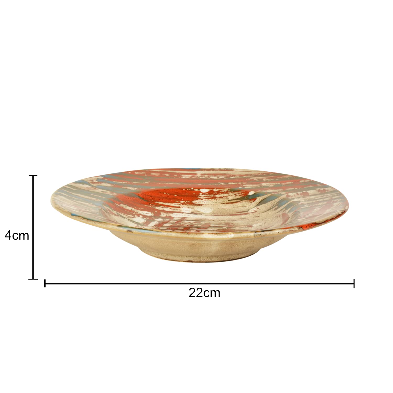 Hand Brush Stroke Ceramic Pasta Serving Plates Set Of 2 - 9 Inches, Multicolor | Soup Plates - Ceramic Maggi Plates