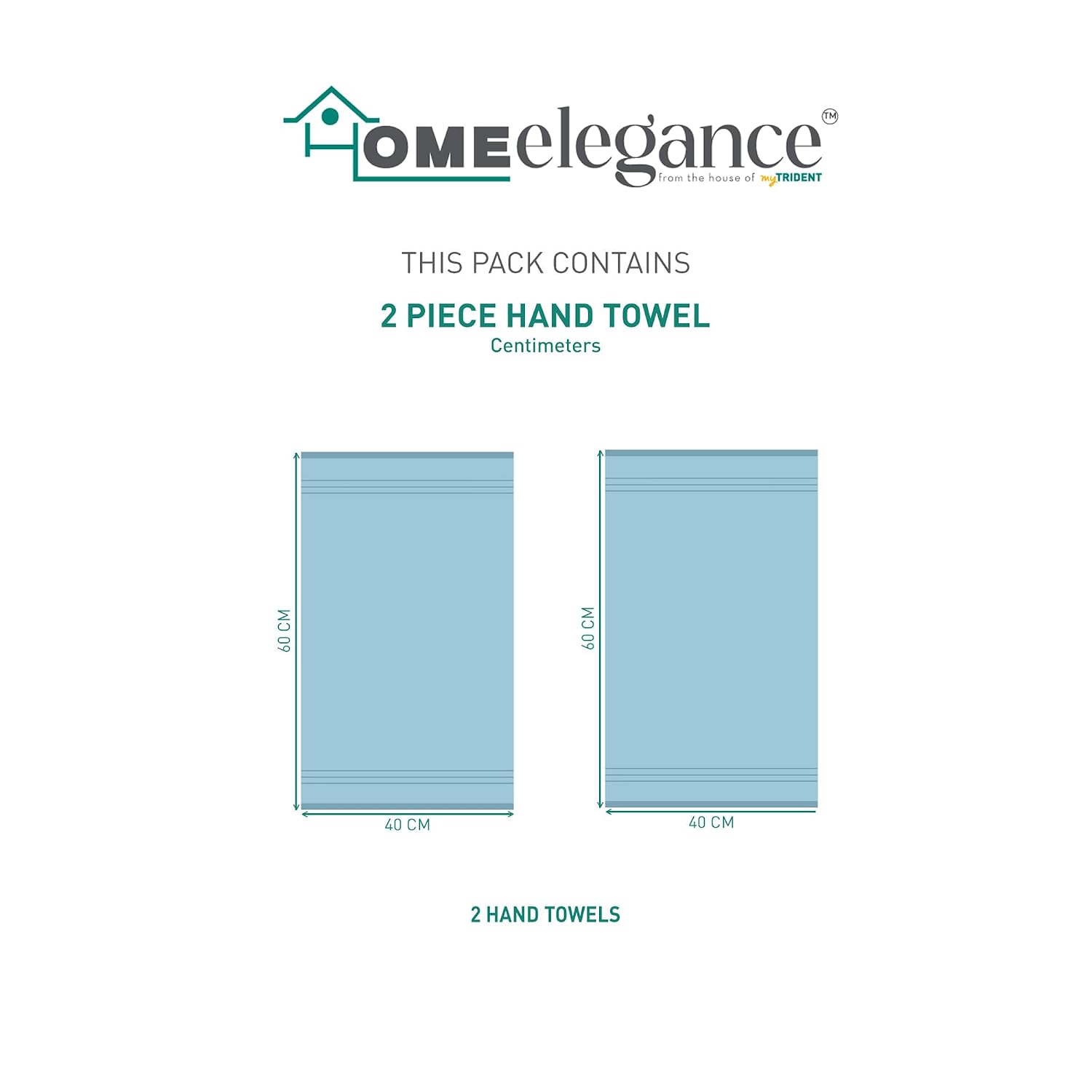 Home Elegance Comfort Living Hand Towel 200 Gsm (Cool Blue)- Pack Of 2