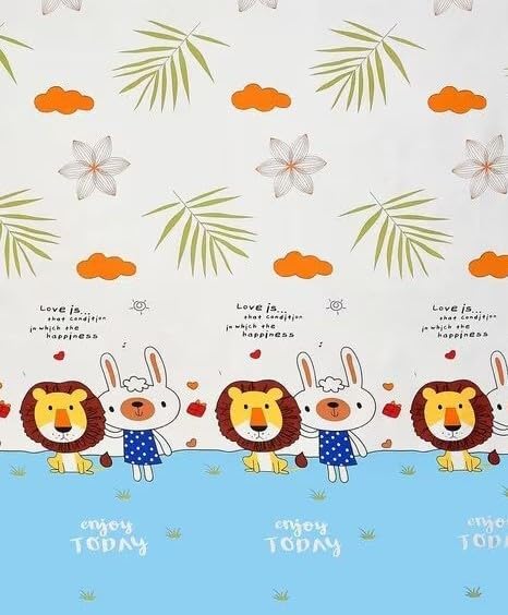 Cartoon Printed Single Bedsheet For Kids With One Pillow Cover - 60 X 90 Inches, White & Sky Blue | 300 Thread Count - Wrinkle Free Soft Perfect For Everyday Use
