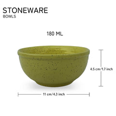 Hand Glazed Ceramic Serving Dinner Bowl Set Of 4 - 180ml Each, Pastel Yellow | Microwave & Dishware Safe - Serving Katori Set