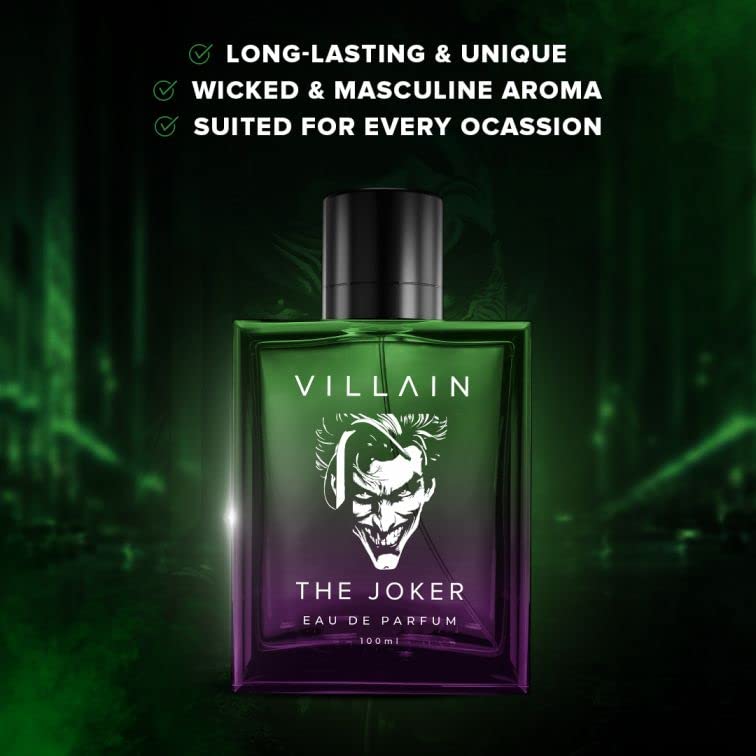 Villain The Joker Eau De Parfum 100ml 3.4 Fl.oz. Masculine Fragrance | Luxury Perfume | Long Lasting