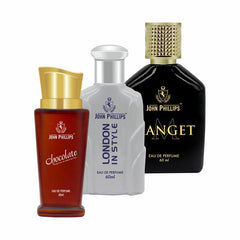 John Phillips Chocolate + London In Style + Manget Eau De Parfum 60ml 2 Fl.oz. Each Pack Of 3 | Long Lasting Fragrance For Unisex