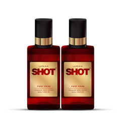 Layer'r Shot  Fiery Pride Fragrant Body Spray For Men | Long Lasting Fresh Fragrance 130ml 4.39 Fl.oz. Each Combo Of 2