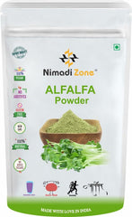 Nimadi Zone Alfalfa Grass Powder, Rich In Calcium, Phosphorous, Potassium, Trace Minerals, Enzymes And Vitamins | 500gm 1.1lbs