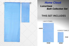 Homecloud Ultra Soft Bath & Face Towel Set 300 Gsm | 3x Softer Than Cotton Towels | Highly Absorbent & Ultra Fast Dry | Set Of 2 (Sky Blue)