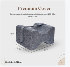 Knee Pillow, Knock Knee Pillow For Sleeping, Memory Foam Leg Pillow - Grey | Wedge Cushion For Side Sleeper, Sciatica, Pregnancy | Adjustable, Washable, Back & Hip Pain Relief Pillow