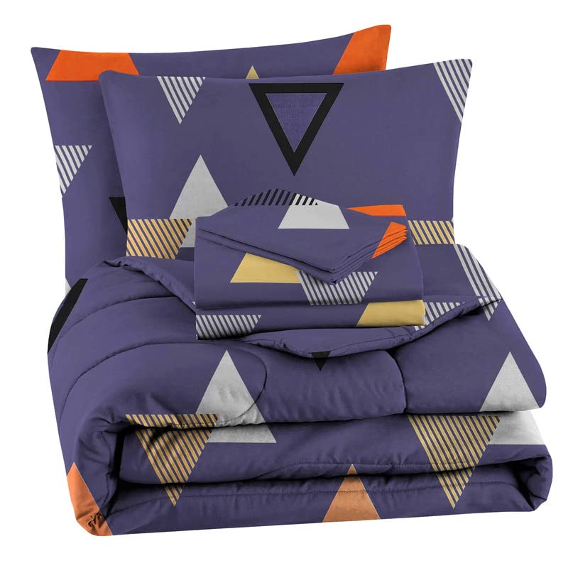 Bedding Set King Size Double Bedsheet With 2 Pillow Covers, Summer Comforter - 90 X 100 Inches, Grey & Rust | Durable & Lightweight - Ideal For House, Guest House, Hotel