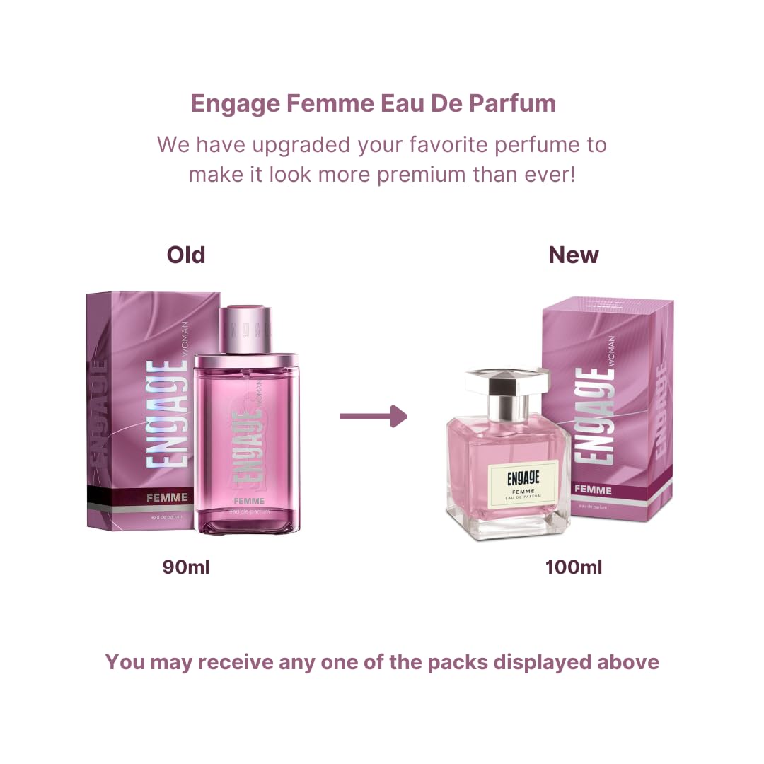 Engage Femme Eau De Parfum  | Citrus And Floral Fragrance | Skin Friendly Perfume For Women 90ml 3 Fl.oz.