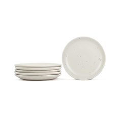 Ceramic Quarter Plates Set Of 6, White Speckle Earth Series | Premium Stoneware Snacks Plates Set - Dessert Plates | Small Plates With Matte Finish - Microwave Safe & Chip Resistant